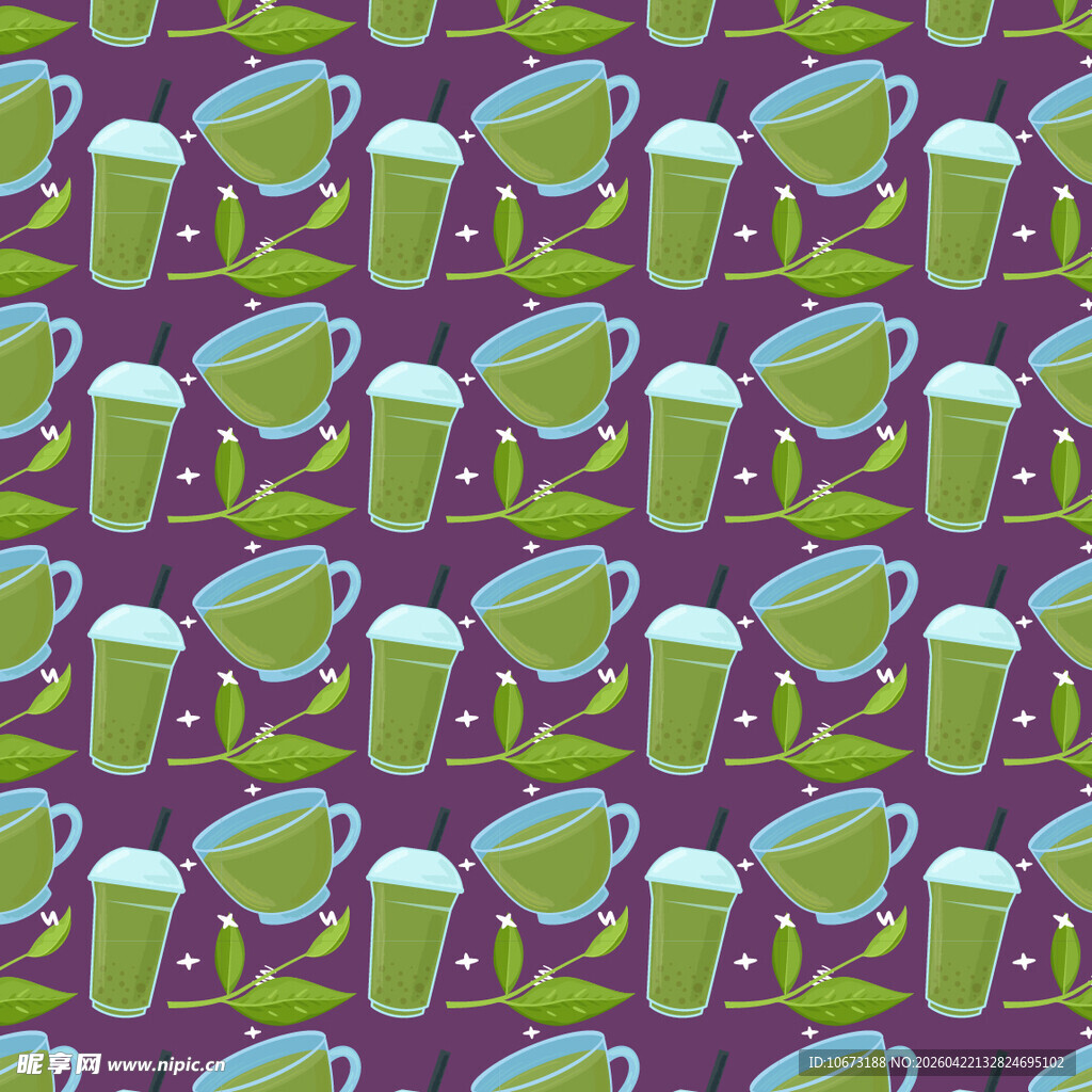 抹茶饮品图案矢量背景