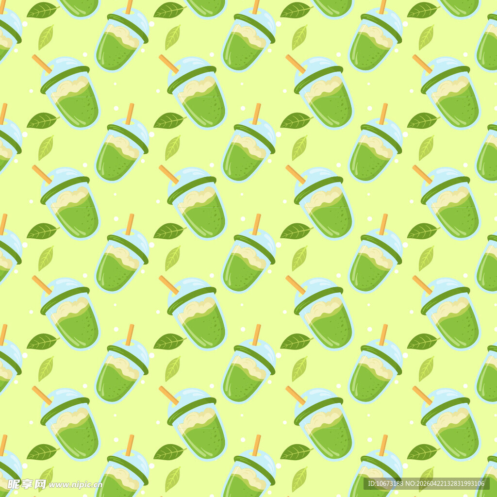 清新绿色饮品图案背景图