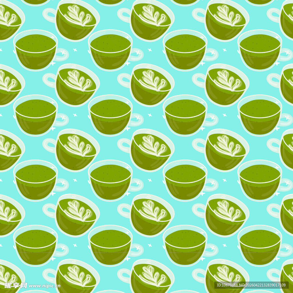 抹茶饮品图案矢量背景