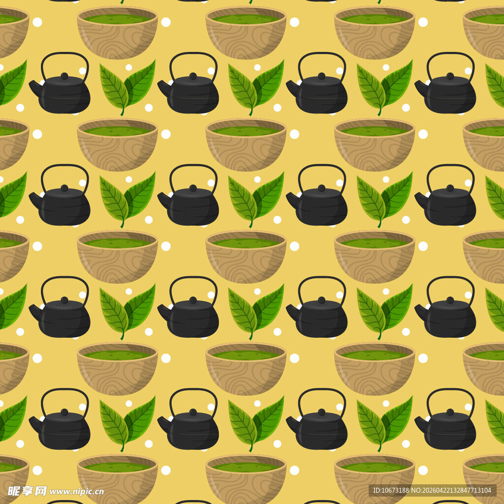 抹茶饮品图案矢量背景