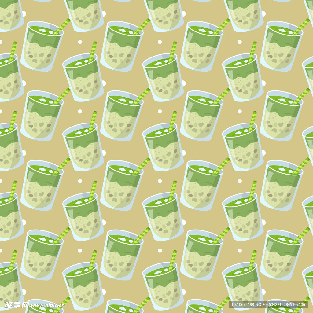 卡通抹茶饮品图案矢量背景