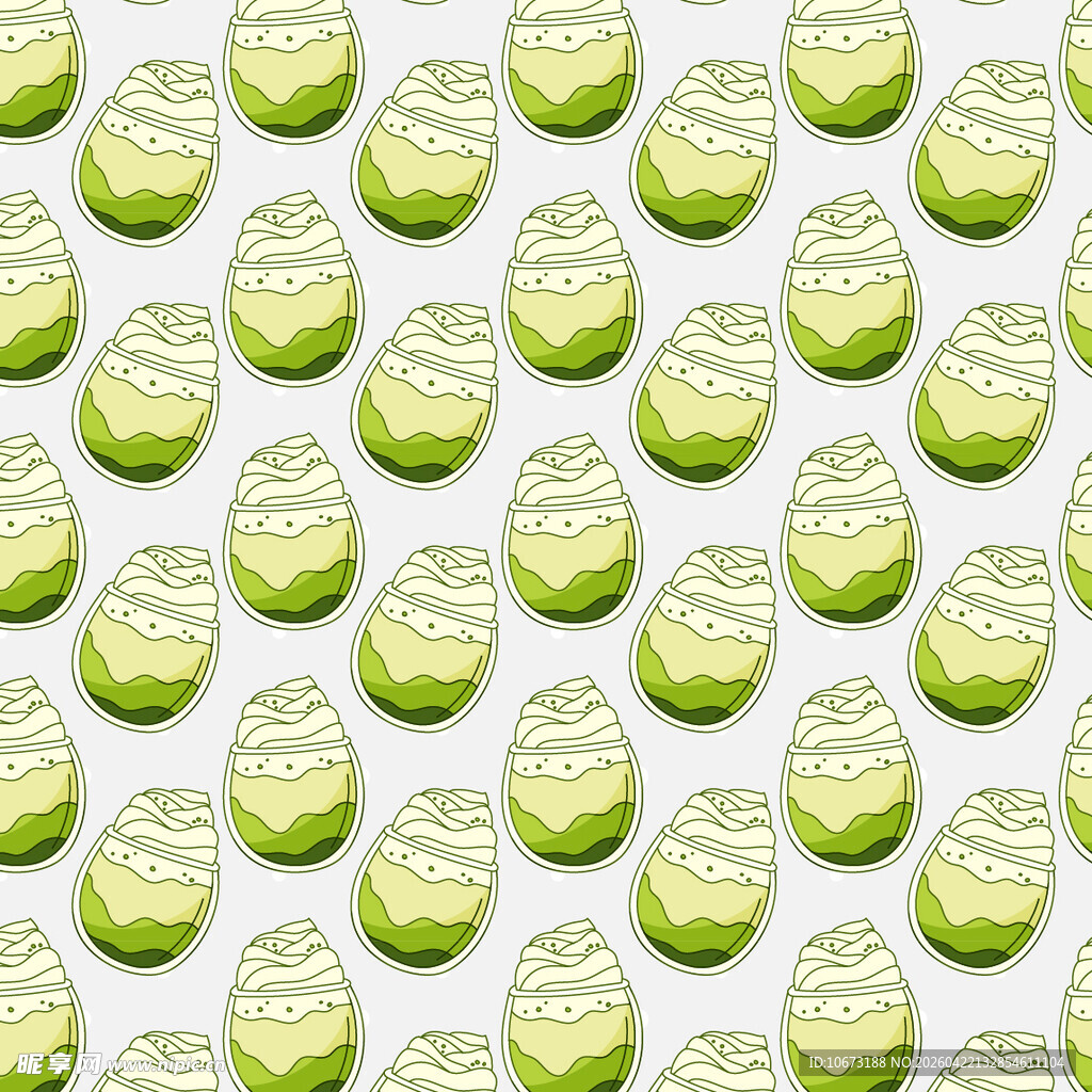 清新抹茶饮品图案矢量背景