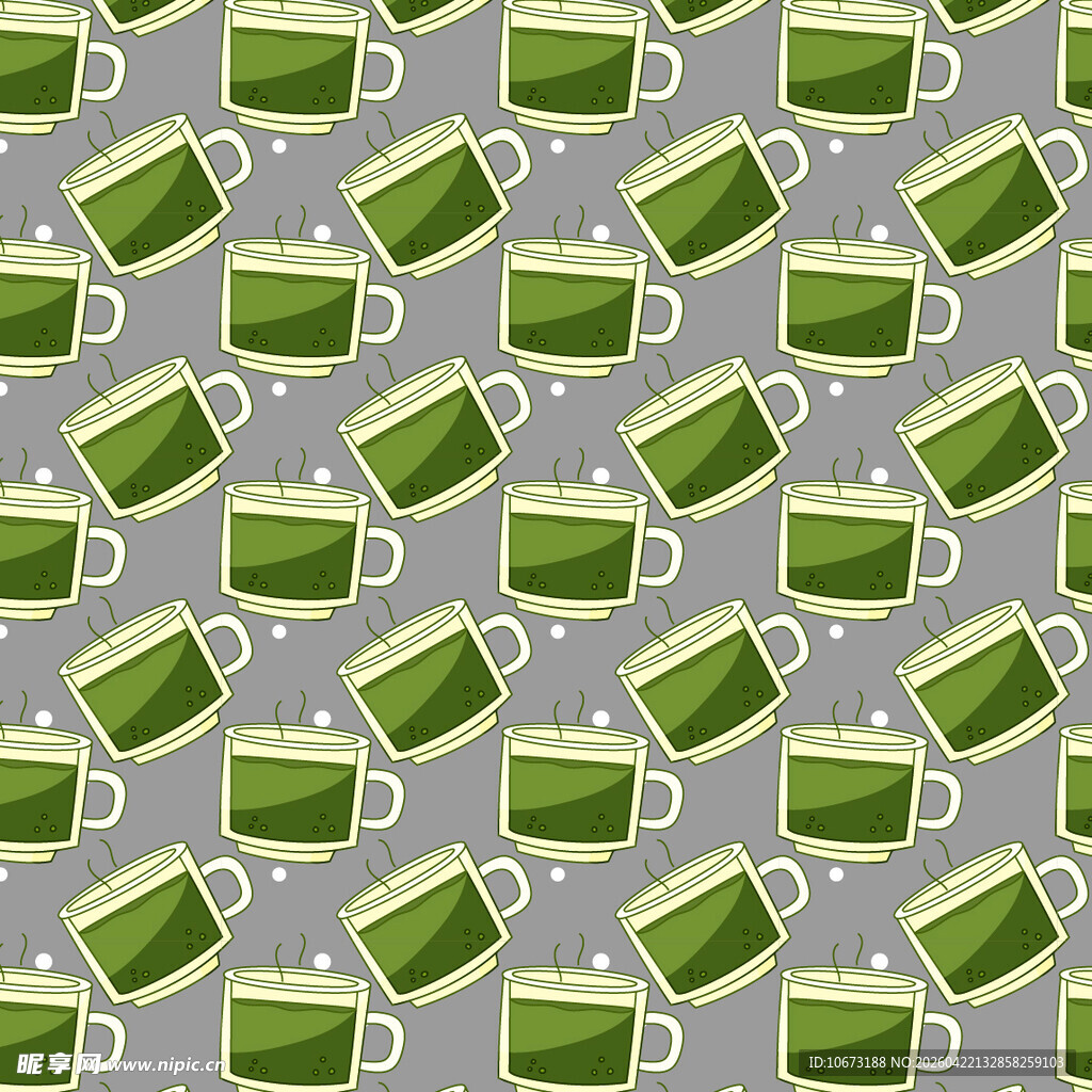 绿色咖啡杯图案背景
