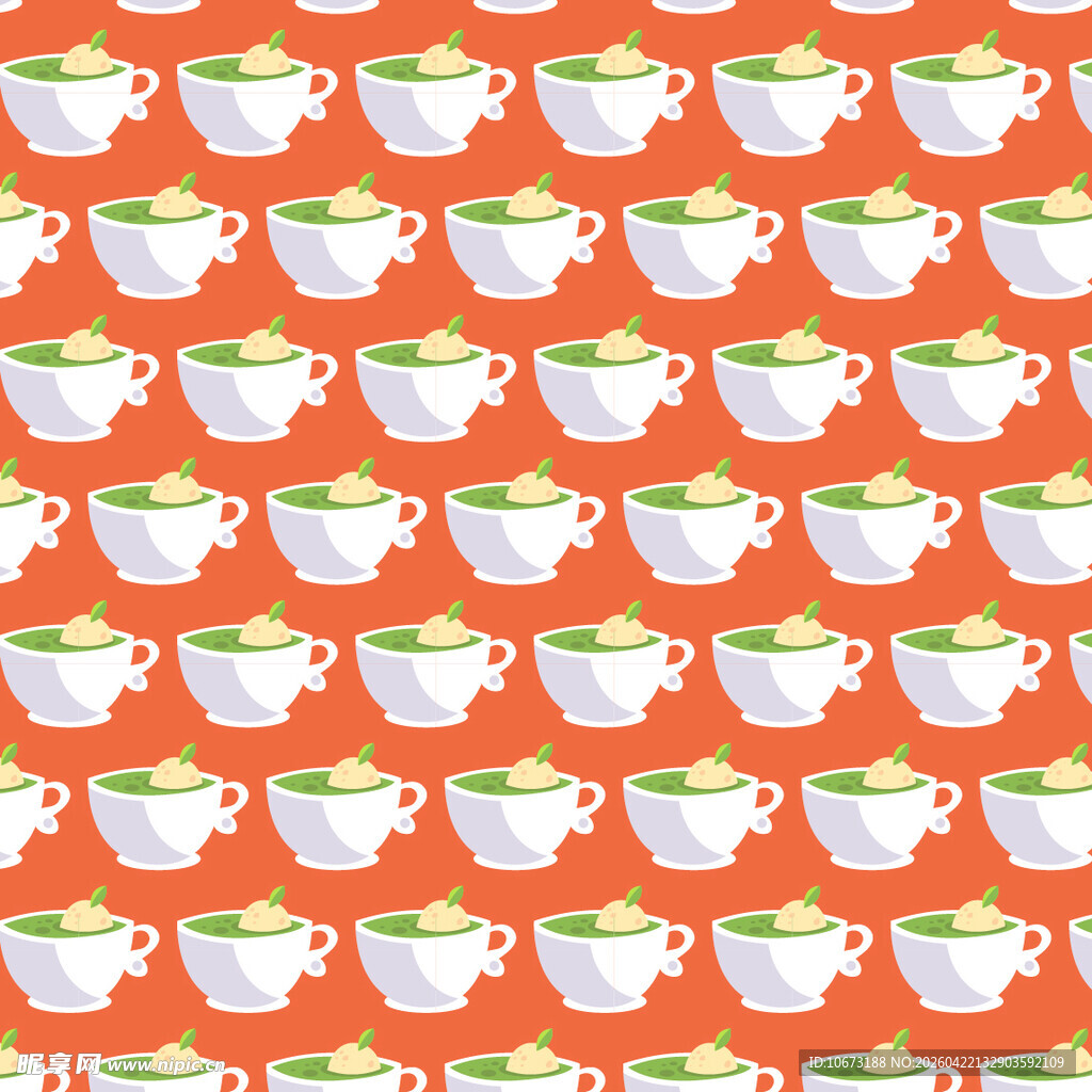 橙色背景的杯子图案设计