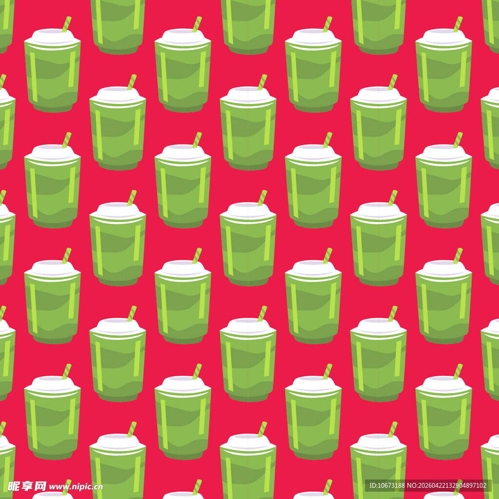 红色背景抹茶饮品图案矢量背景