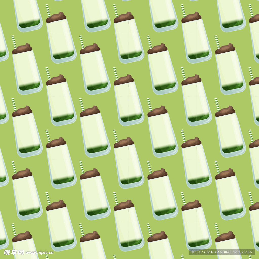 绿色背景抹茶饮品图案矢量背景