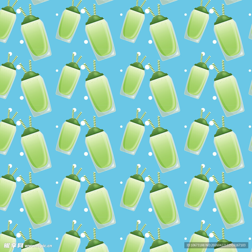 薄荷绿抹茶饮品图案矢量背景