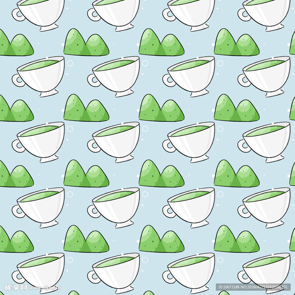 清新茶杯图案背景