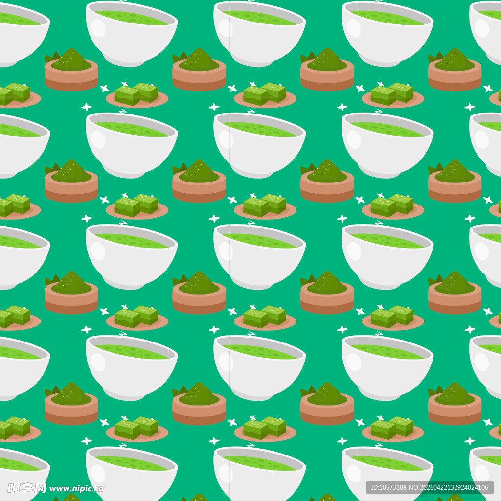 抹茶饮品图案矢量背景