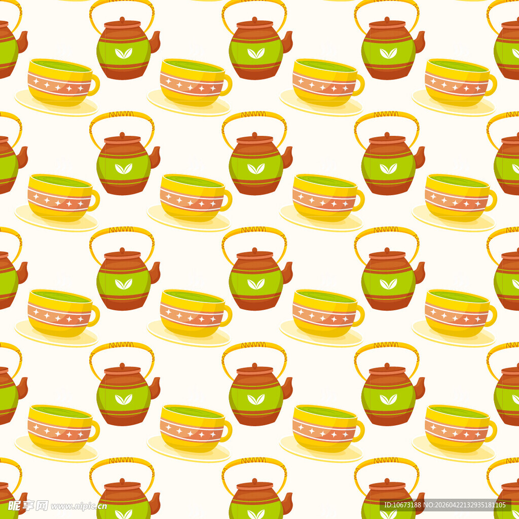 多彩茶壶图案背景