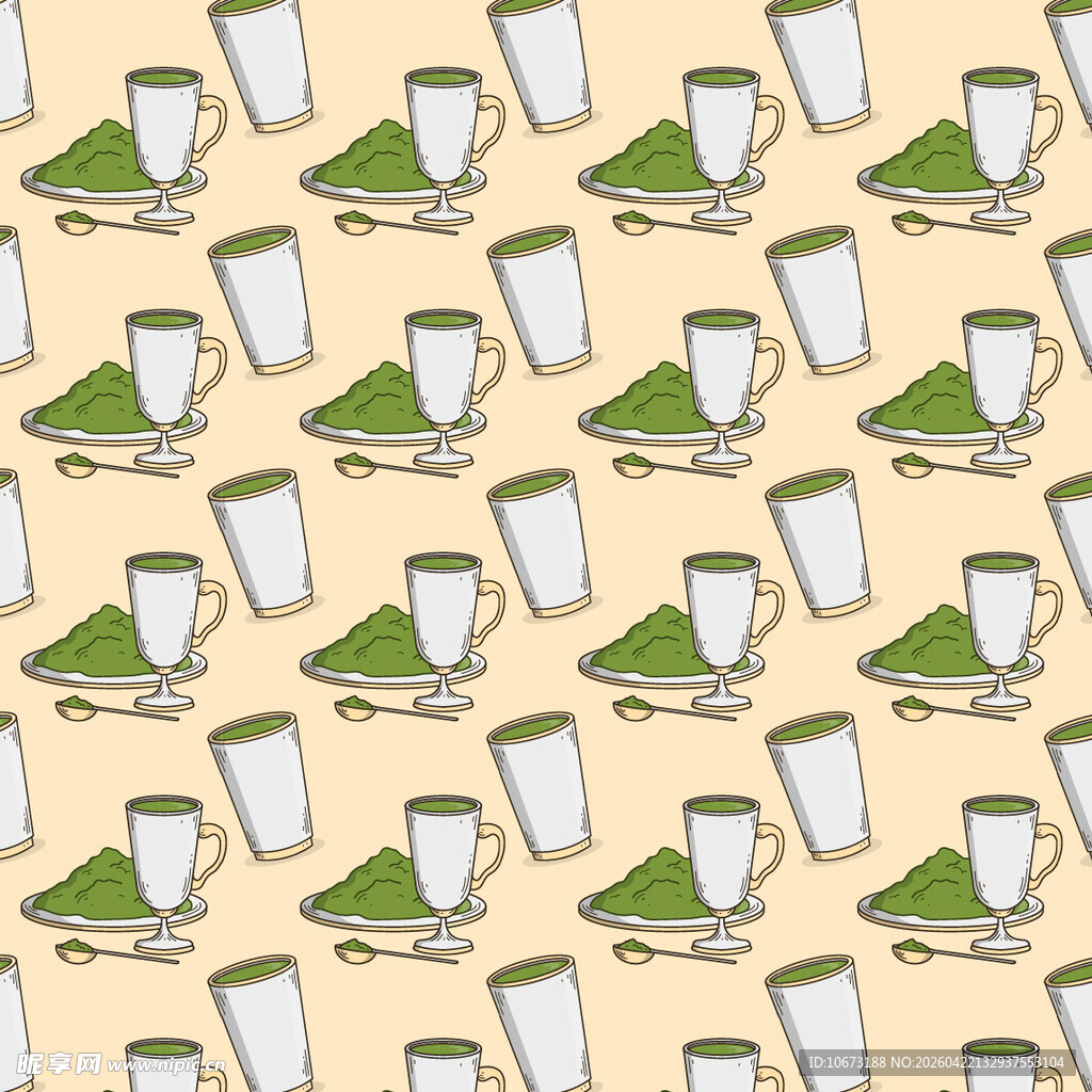 抹茶饮品图案矢量背景