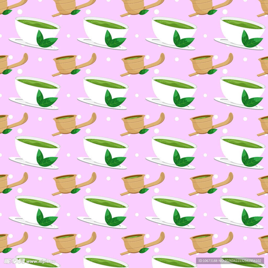 粉色背景的抹茶饮品图案矢量背景