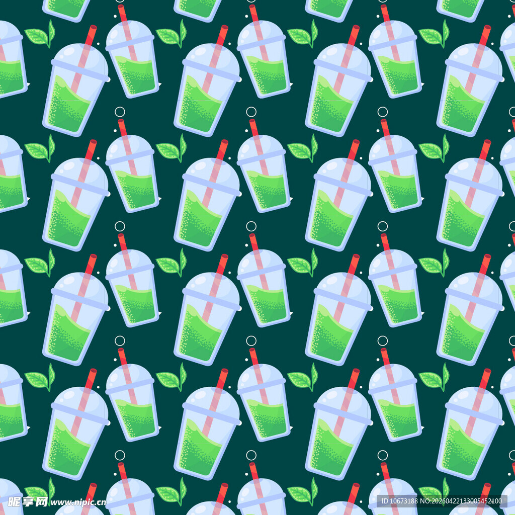 绿色冰饮图案无缝背景图