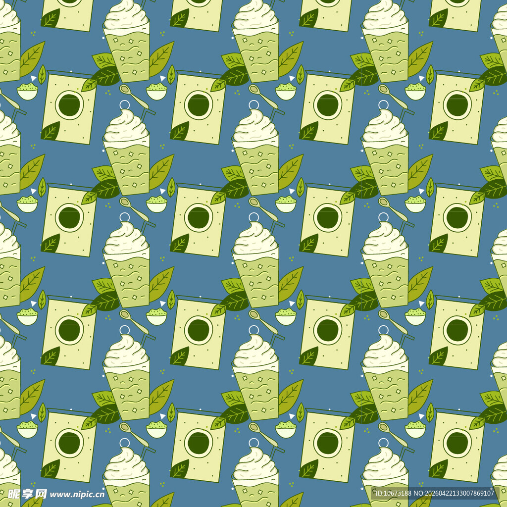 清新抹茶饮品图案背景