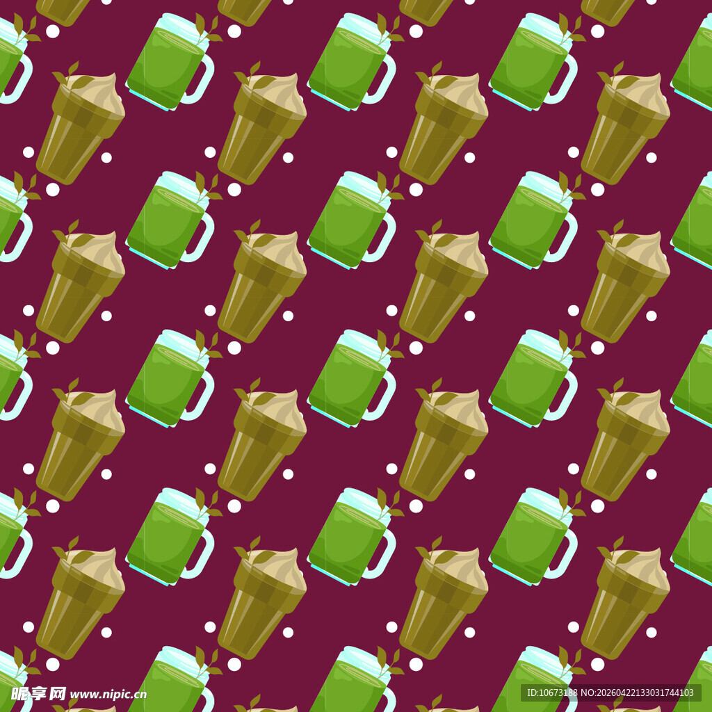 抹茶饮品图案矢量背景