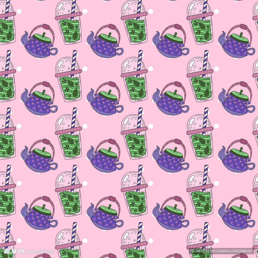 粉色背景的饮料图案设计