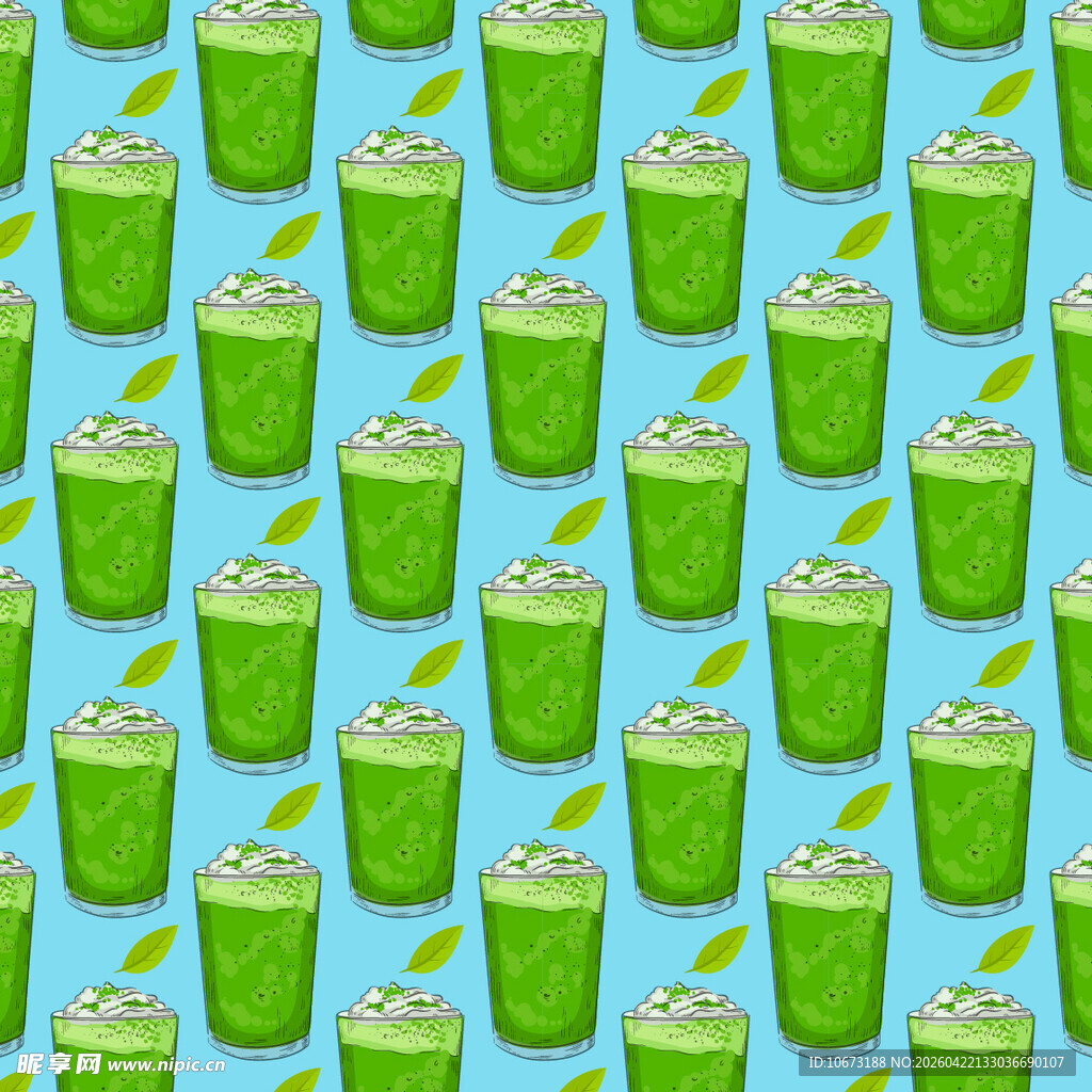 抹茶饮品图案矢量背景