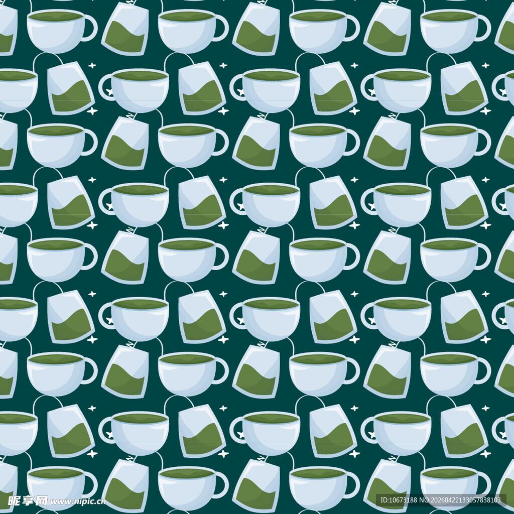 绿色背景杯子图案设计