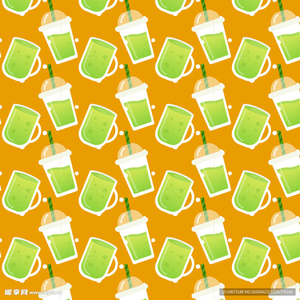 绿色饮品图案无缝背景图