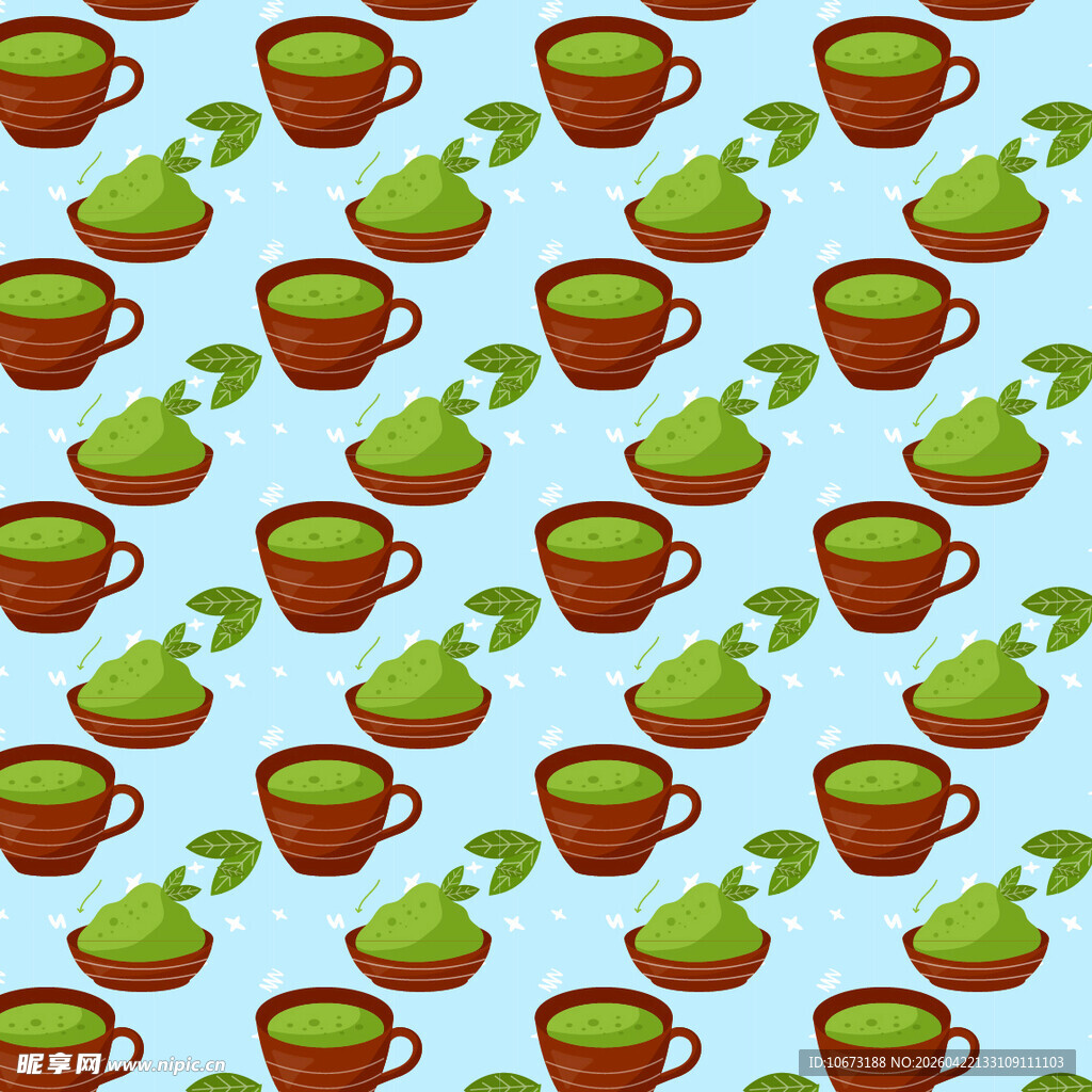 抹茶饮品图案矢量背景