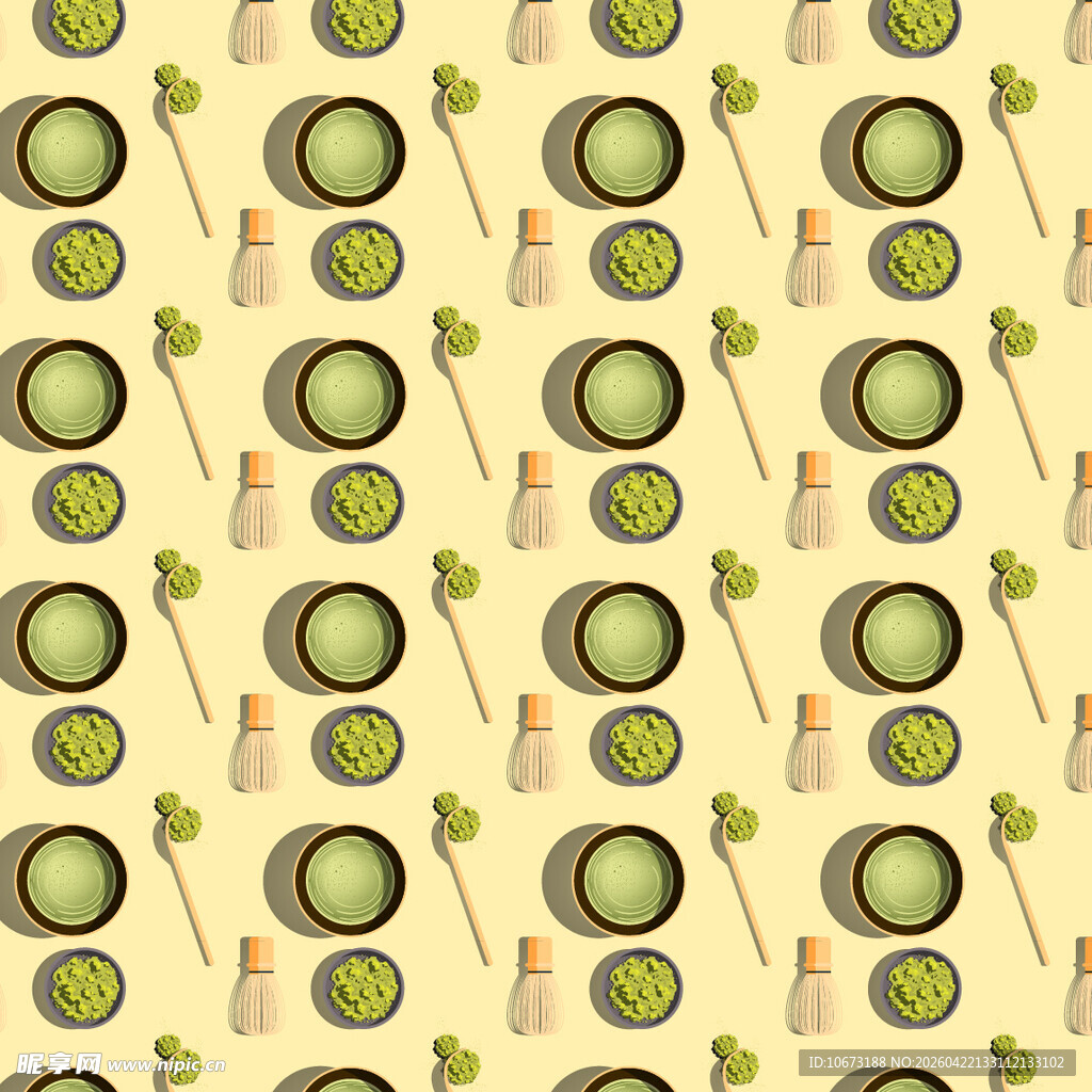 抹茶饮品图案矢量背景