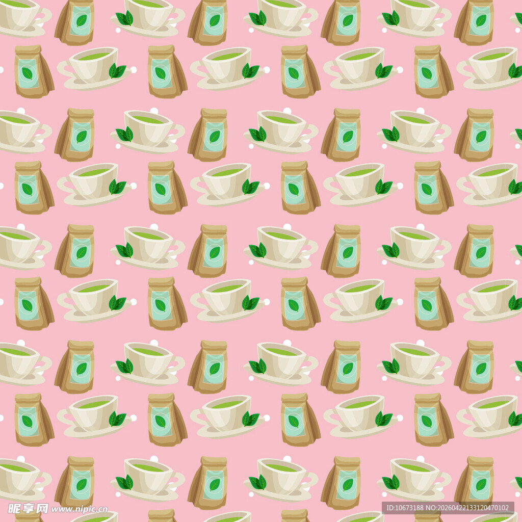 抹茶饮品图案矢量背景