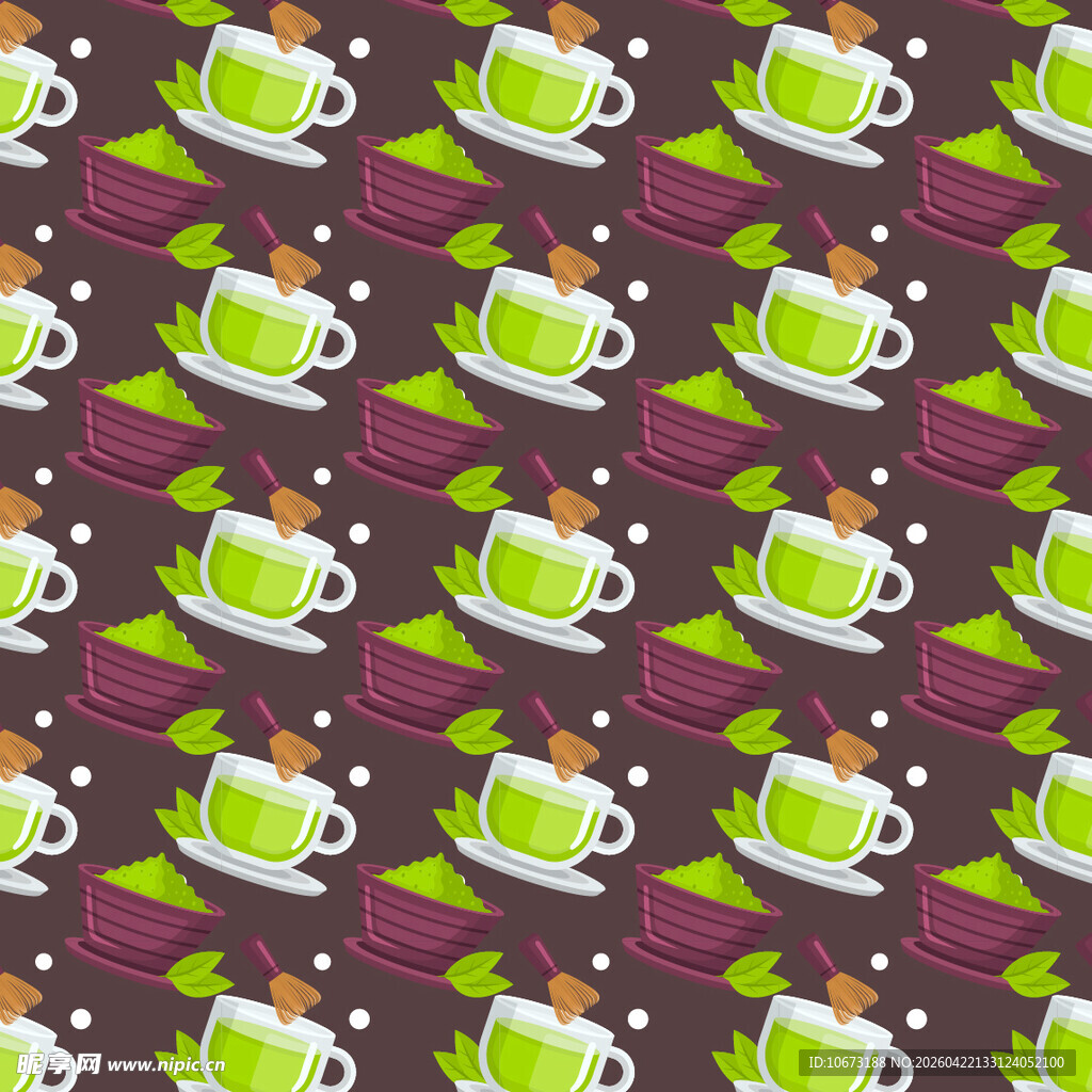 绿色茶杯图案背景纹理