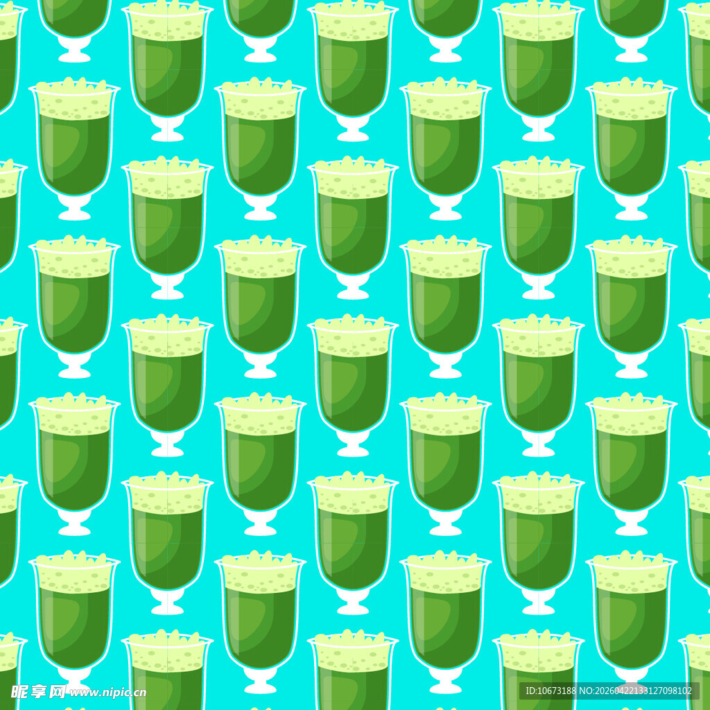 绿色饮品图案无缝背景图