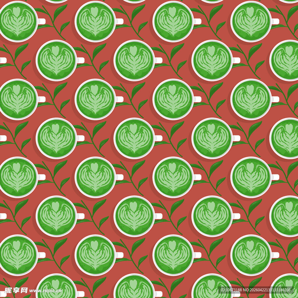 抹茶饮品图案矢量背景