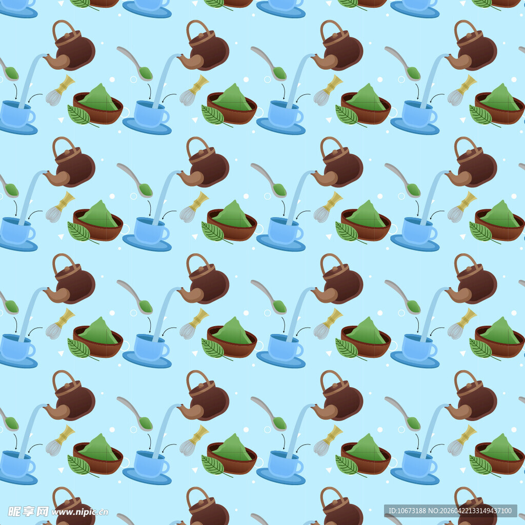 可爱抹茶饮品图案矢量背景