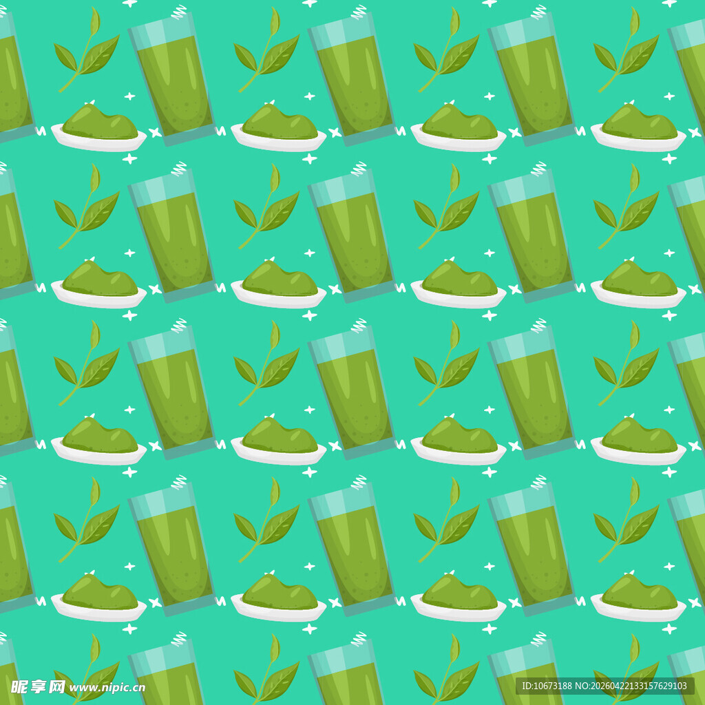 抹茶饮品图案矢量背景