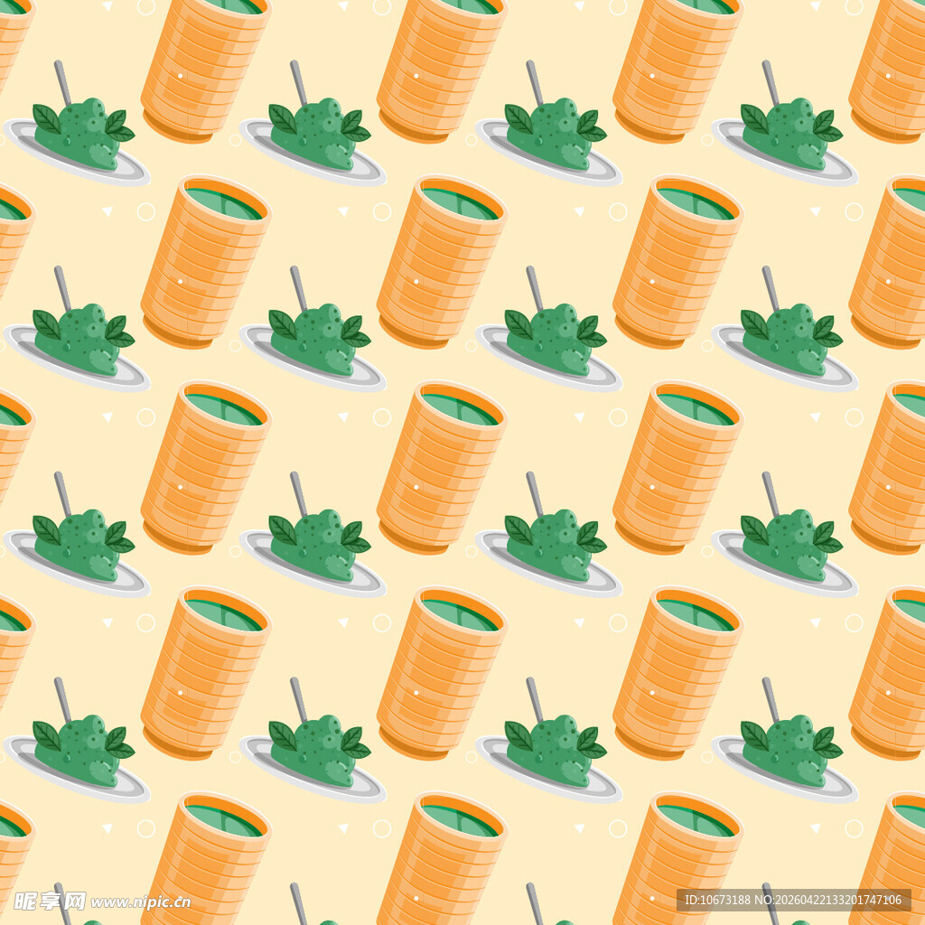 抹茶饮品图案矢量背景
