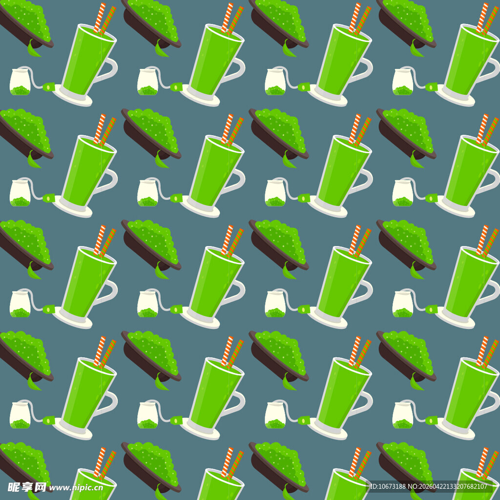 抹茶饮品图案矢量背景