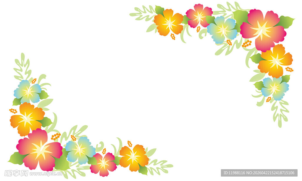 多彩花卉装饰边框图案