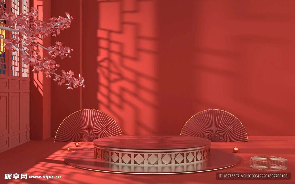 红色展台背景