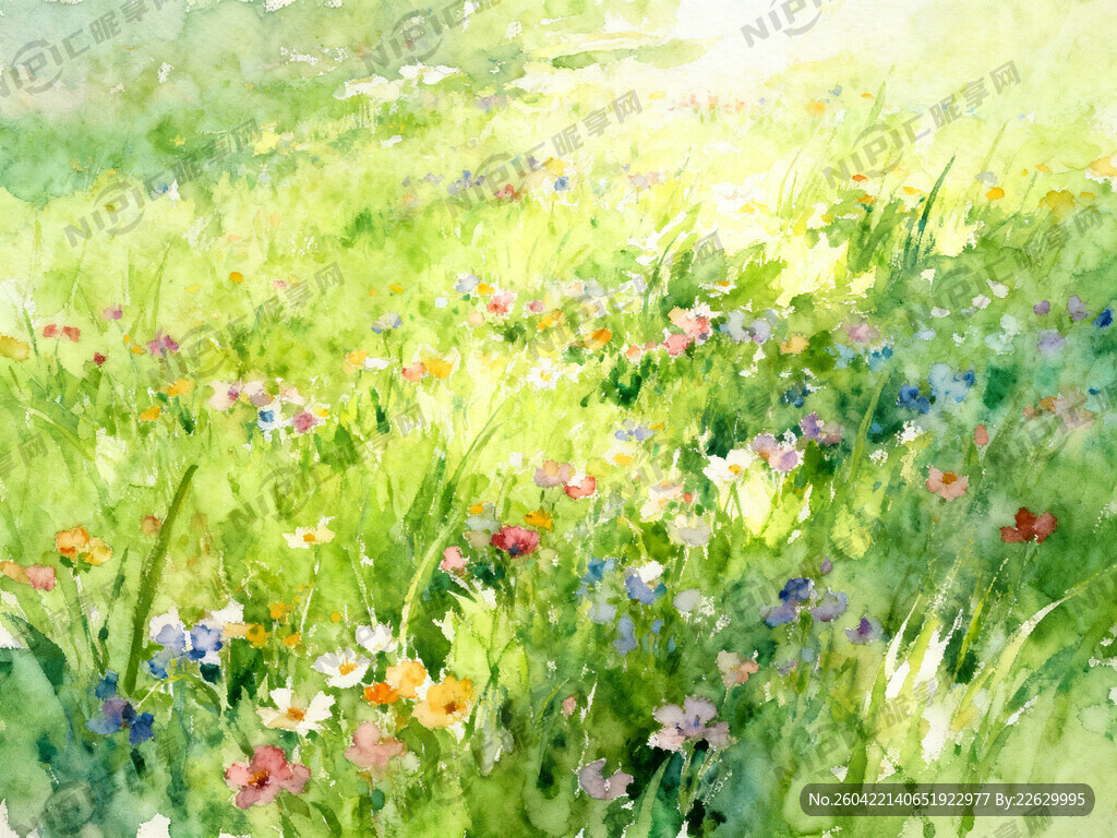 油画草地鲜花 清新自然 高清