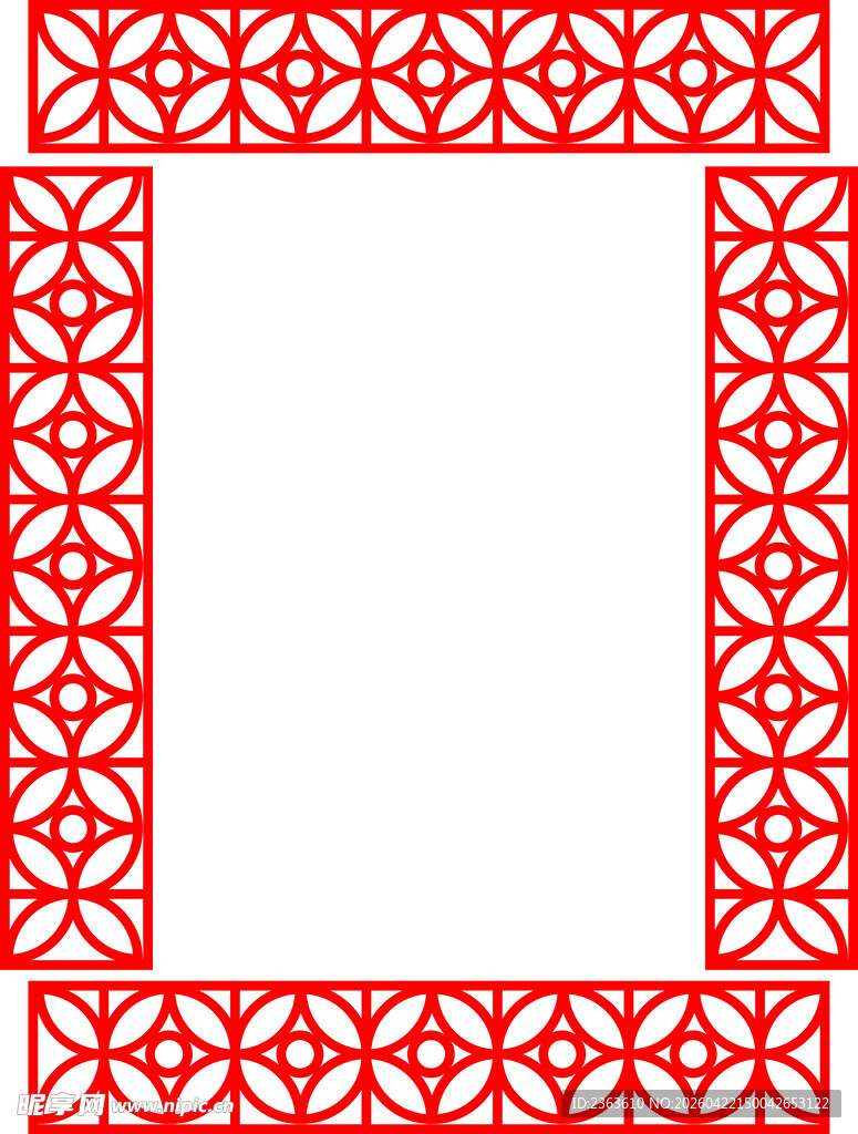 中式红色花纹边框图案