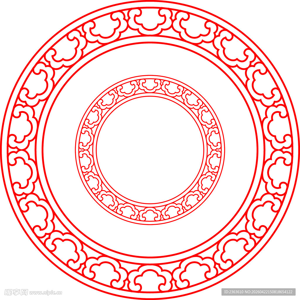 中式传统红色圆形花纹图案