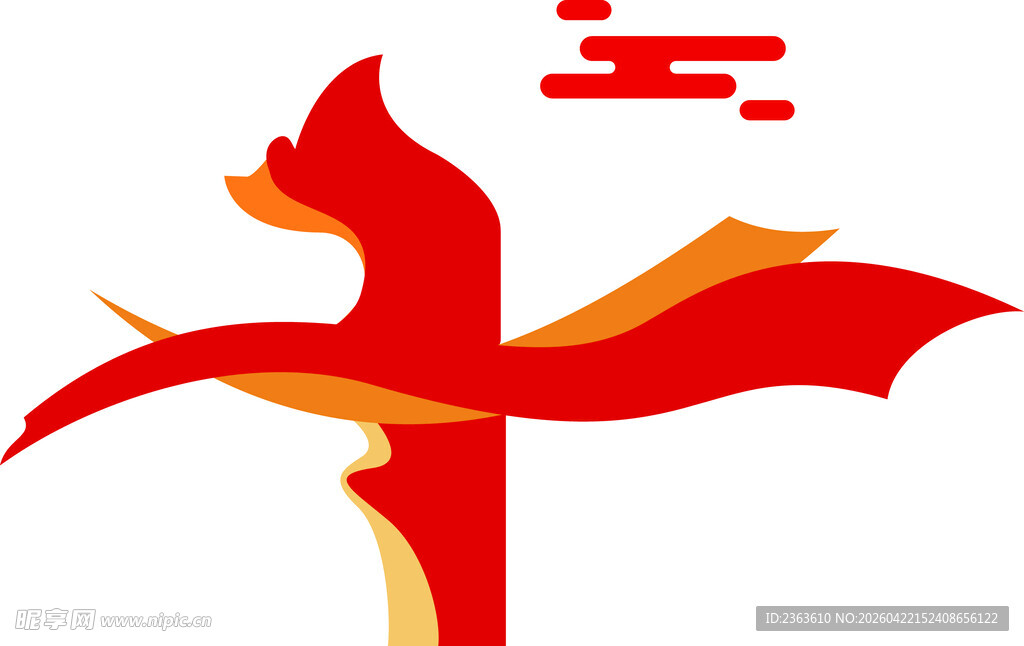 红色动感飞鸟标志形象