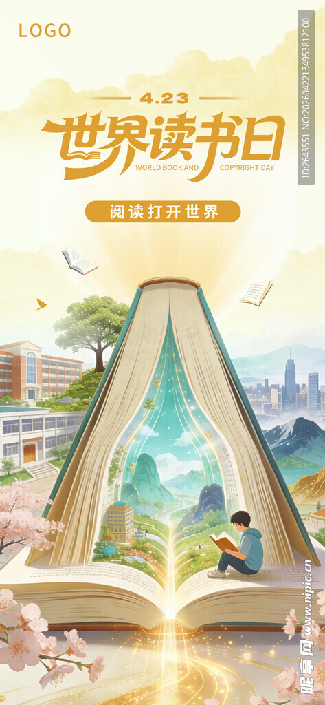 世界读书日创意插画海报
