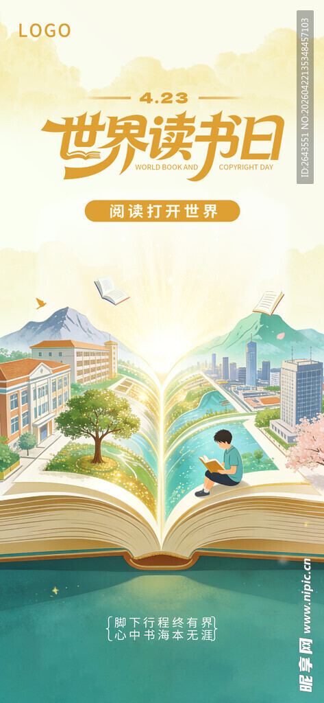 世界读书日主题创意插画