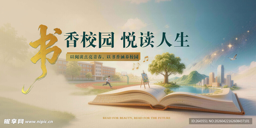 校园423阅读节主视觉画面展板