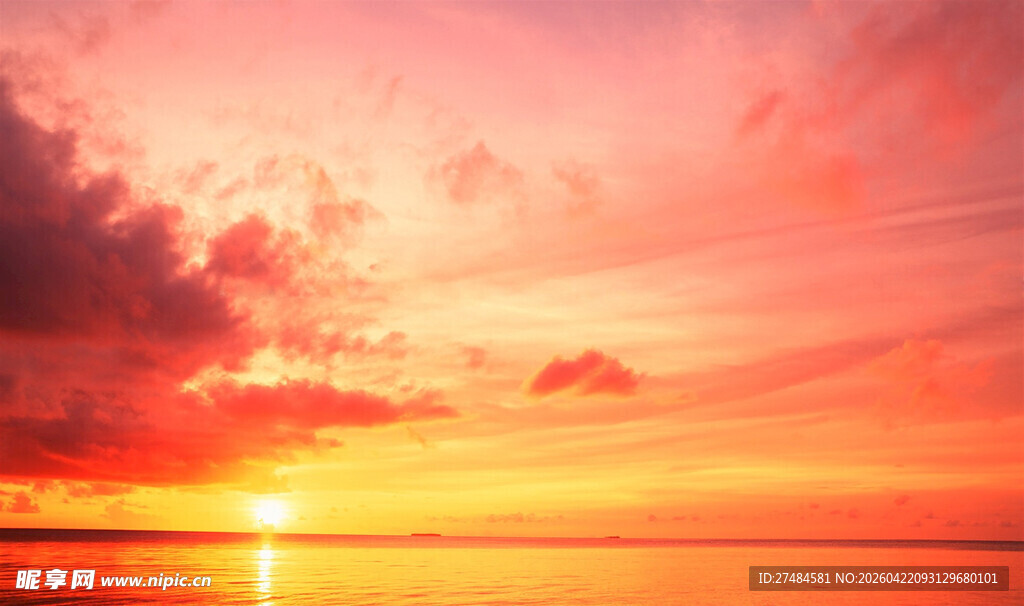 海上壮丽日落美景