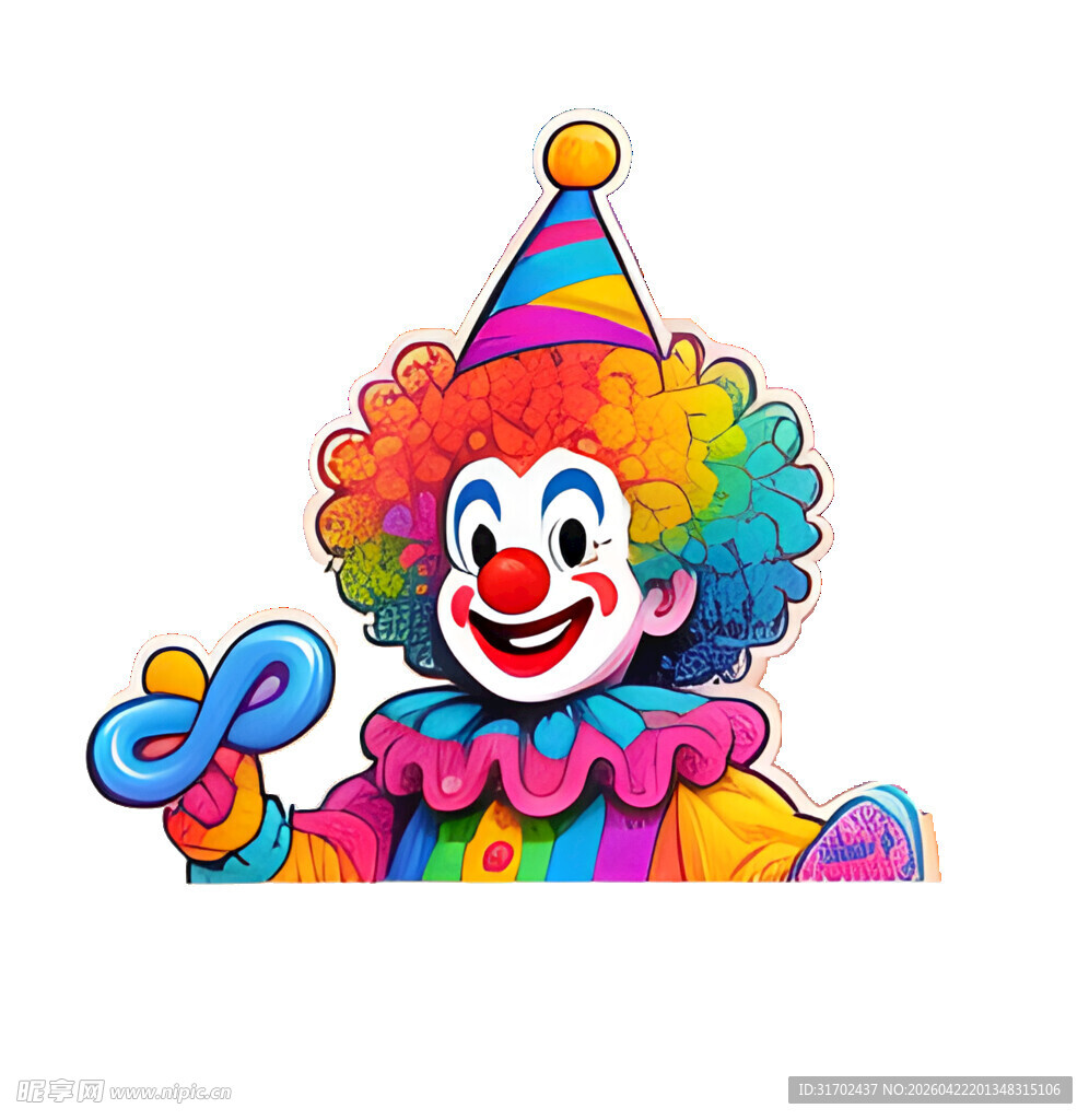 彩色小丑手持蓝色道具