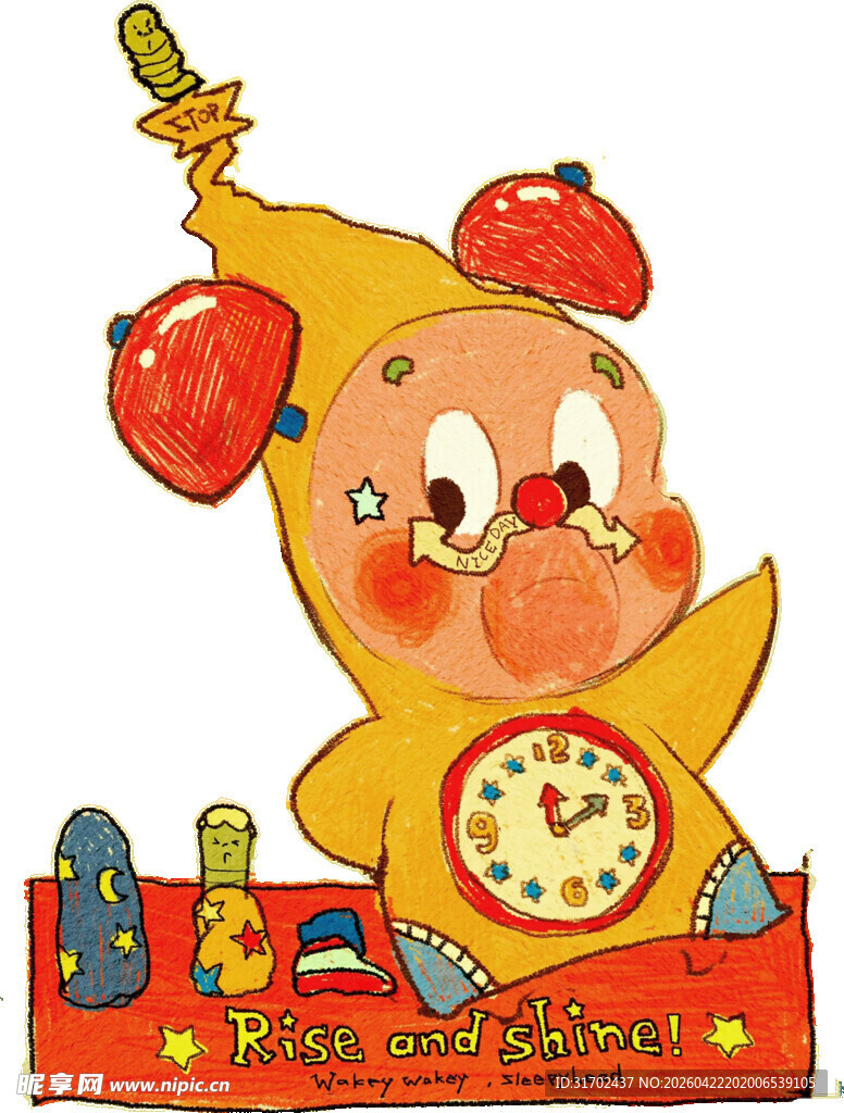 卡通宝宝与玩具时钟场景