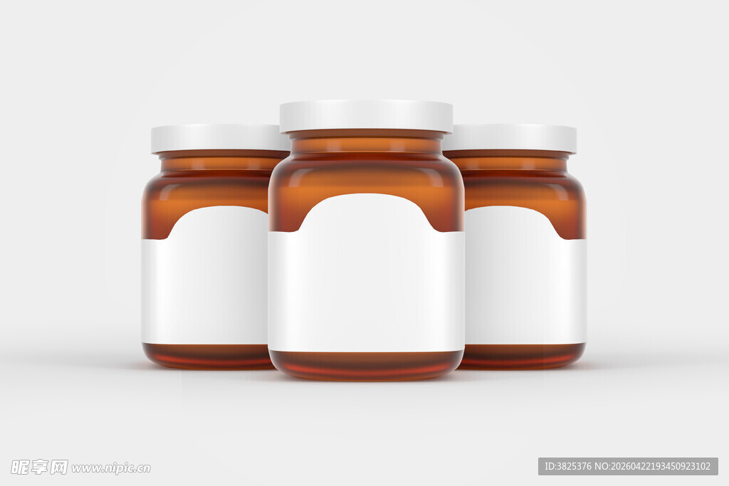 四瓶空白瓶子包装设计展示样机