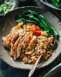 香煎鸡排盖饭配时蔬