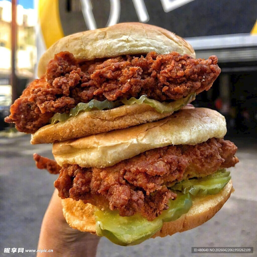 超厚双层炸鸡汉堡