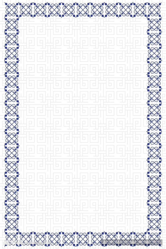 蓝紫色花纹边框空白图