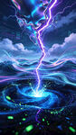 奇幻雷电漩涡能量场景